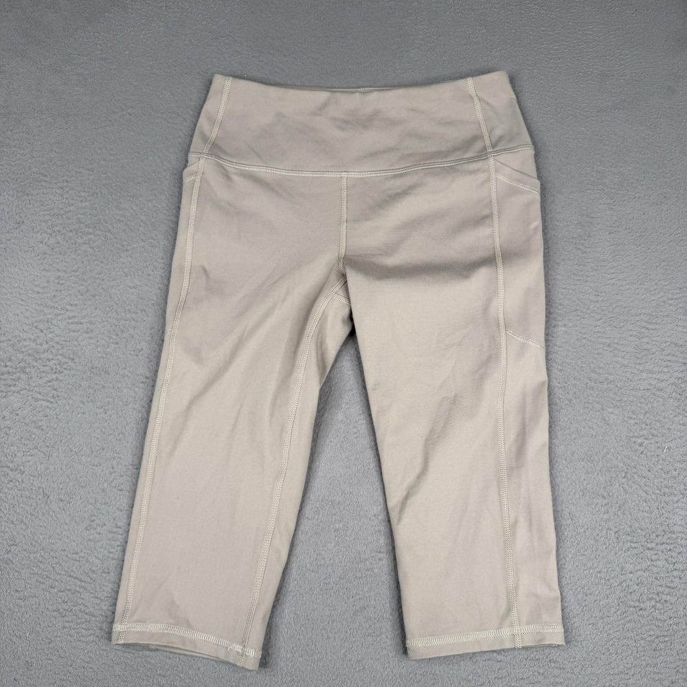 DSG Momentum Crop Womens Small Weathered Tan High Rise Capri Leggings UPF 50